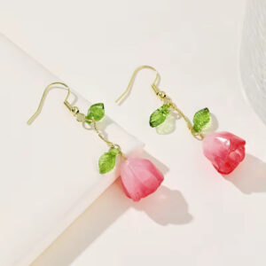 French Tulip Leaf Hanging Earrings