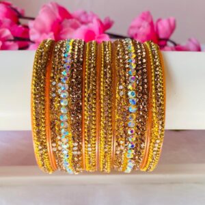 rhinestone with rainbow stone plastic bangles (6 bangles)