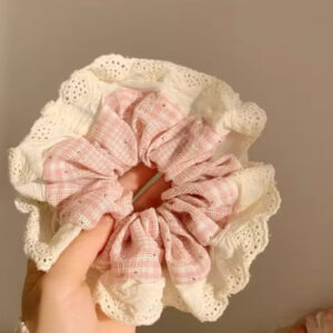 Pink Lace Scrunchie Earrings