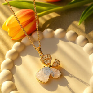 Stainless Steel Crystal Butterfly Necklace Earrings