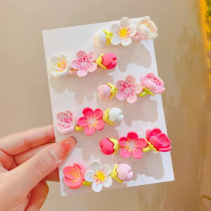 Pink Peach Blossom Hair Pin 1 Pc Earrings