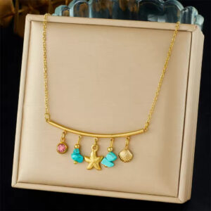 Multi Charm Stainless Steel Necklace Earrings