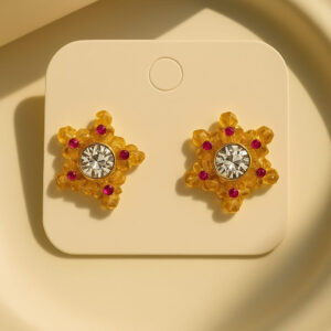 Pink Floral Stud Earrings