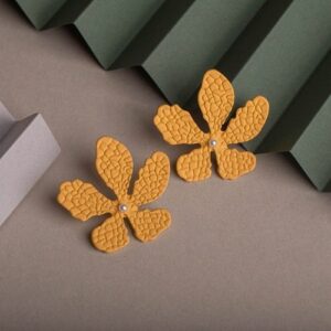 Yellow Floral Blossom Stud Earrings