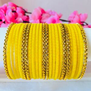 2 Dozen Velvet Glass Bangles With Gold Bangles Yellow24 Bangles Earrings