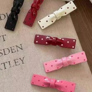 Cute Bow Hair Clips Set – Polka Dot Acrylic Hair Pins (2 pcs set)