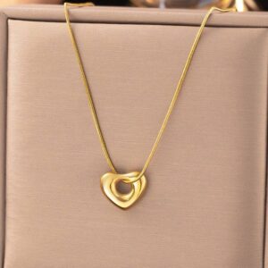 Gold Plated Stainless Steel Heart Pendant Necklace