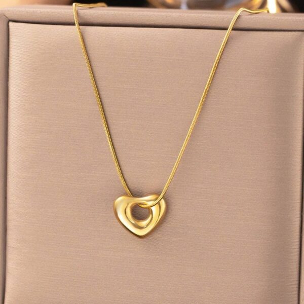 Gold Plated Stainless Steel Heart Pendant Necklace