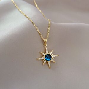 Elegant Gold Sunburst Pendant Necklace